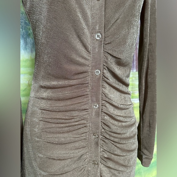 Bardot The Gathered Slinky Dress In Stone Size Small - Picture 5 of 9